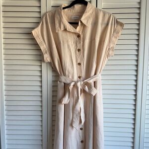 Calvin Klein Beige Button-Down Midi Dress